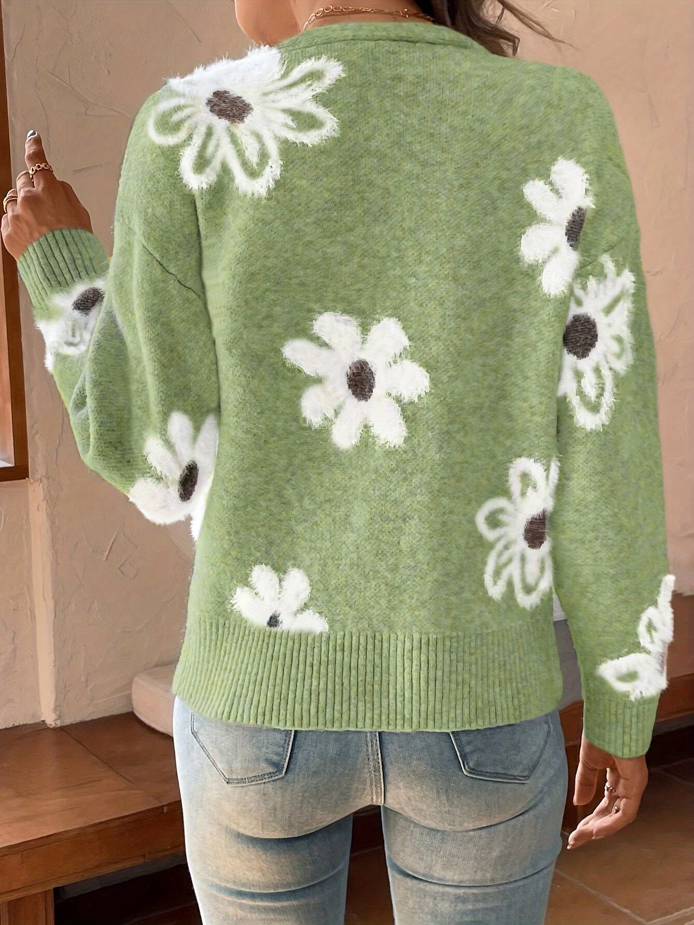 Pascale | Cardigan en Maille avec Motif Floral