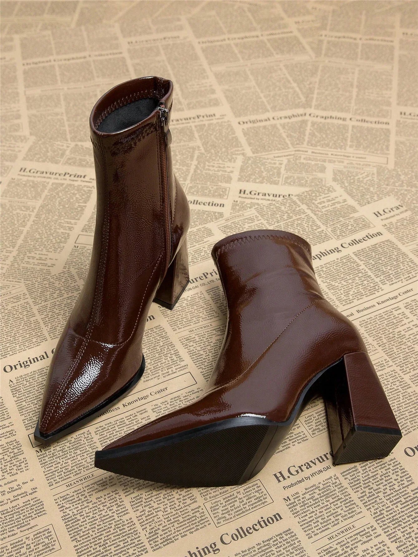 Stéphanie | Bottines en Cuir Verni Sleek