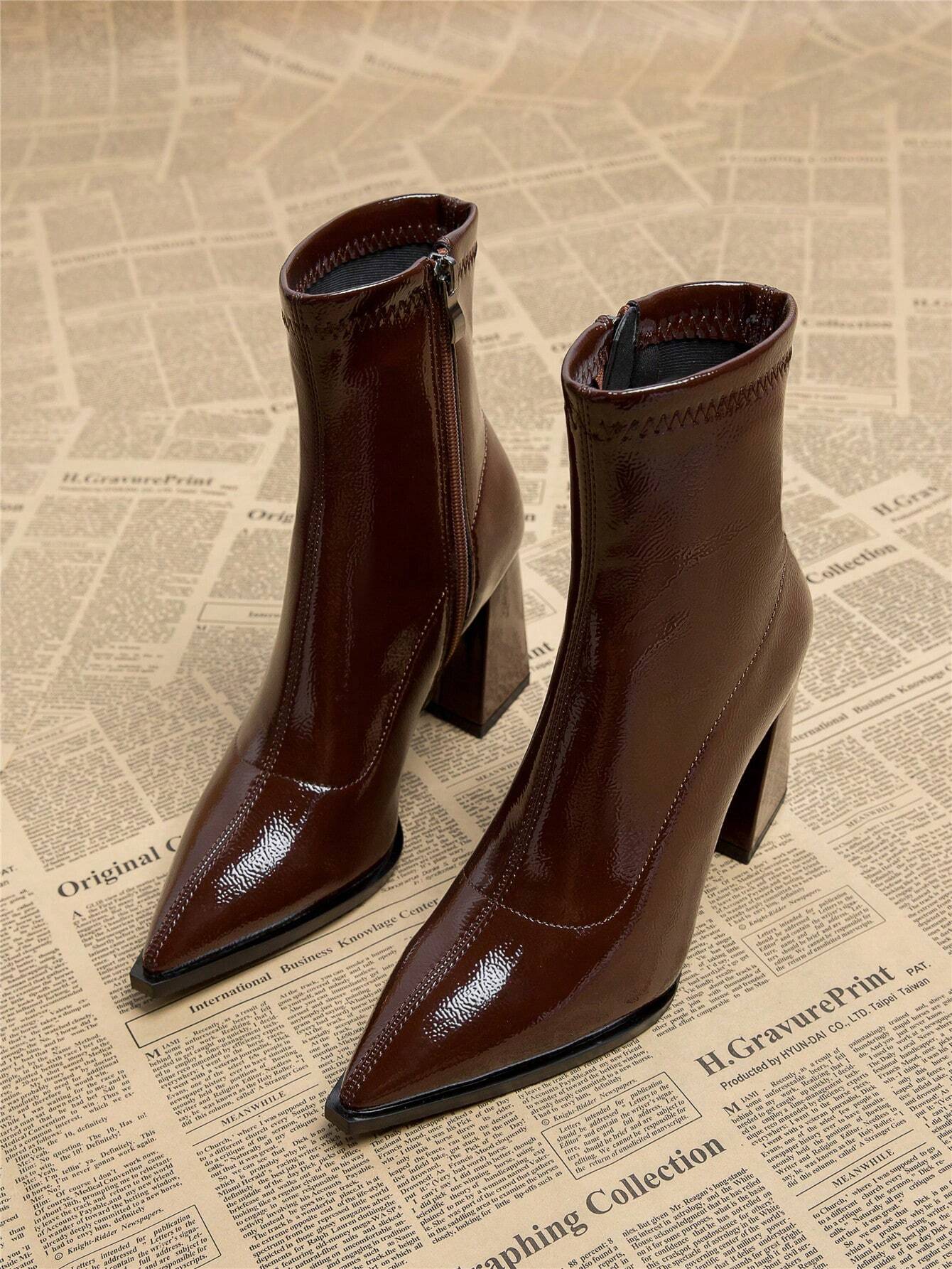 Stéphanie | Bottines en Cuir Verni Sleek
