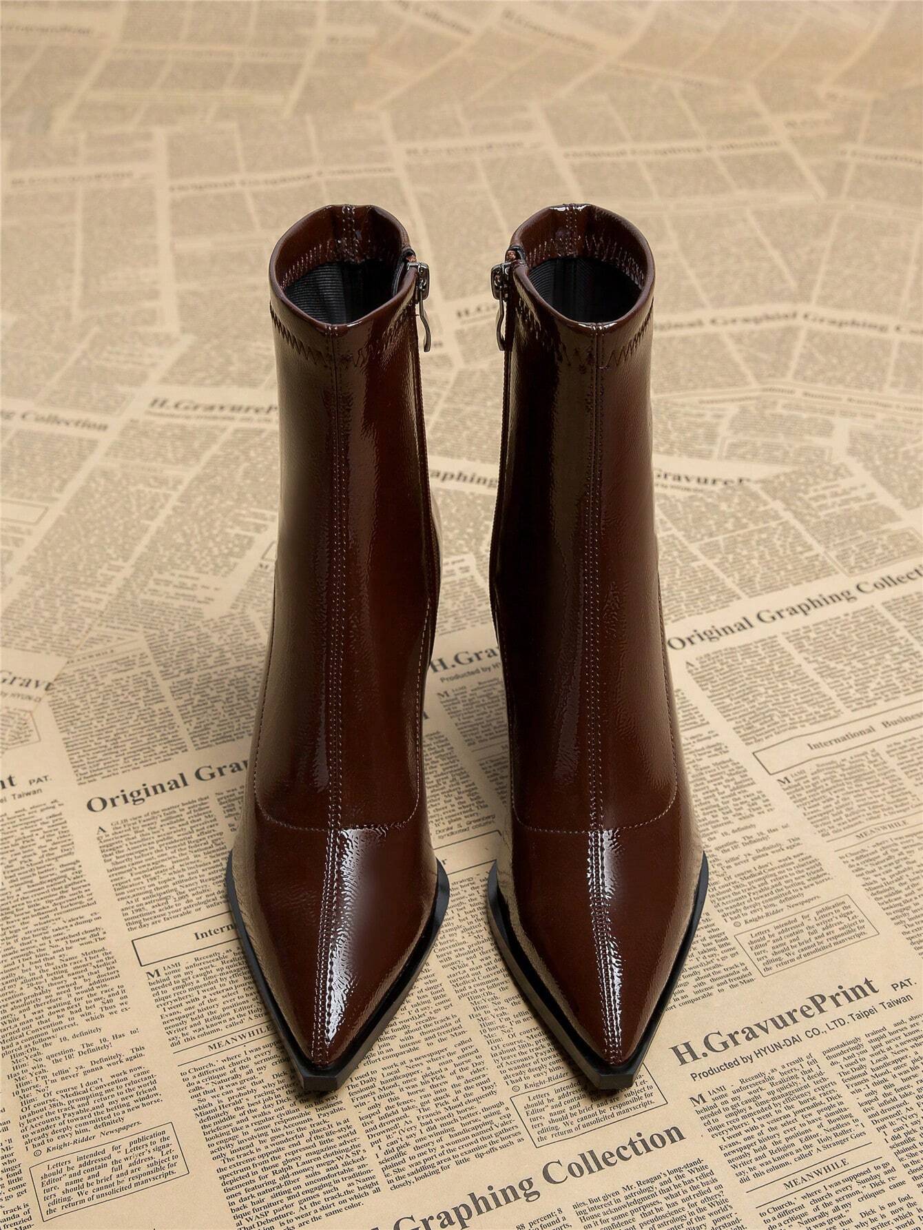 Stéphanie | Bottines en Cuir Verni Sleek