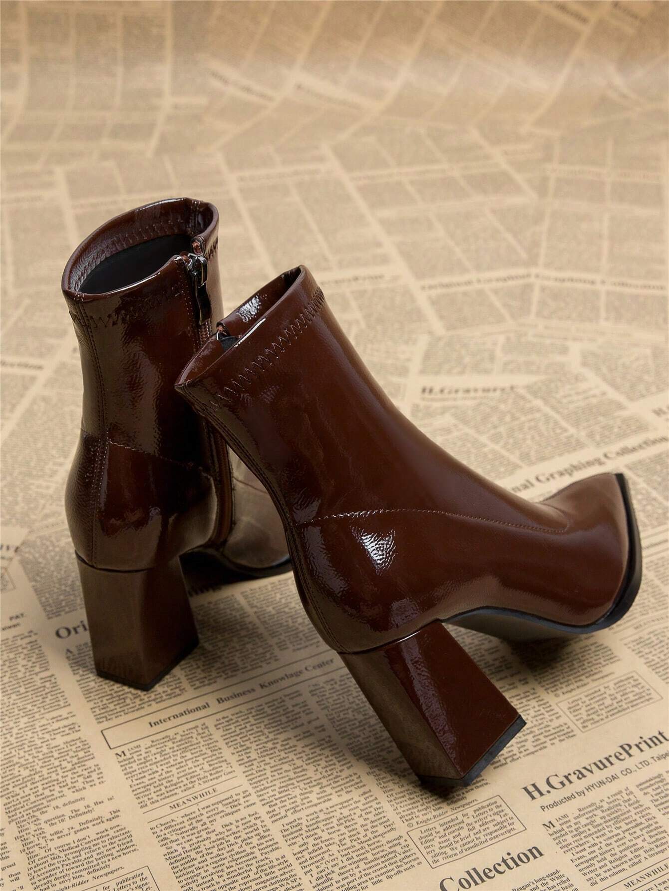 Stéphanie | Bottines en Cuir Verni Sleek