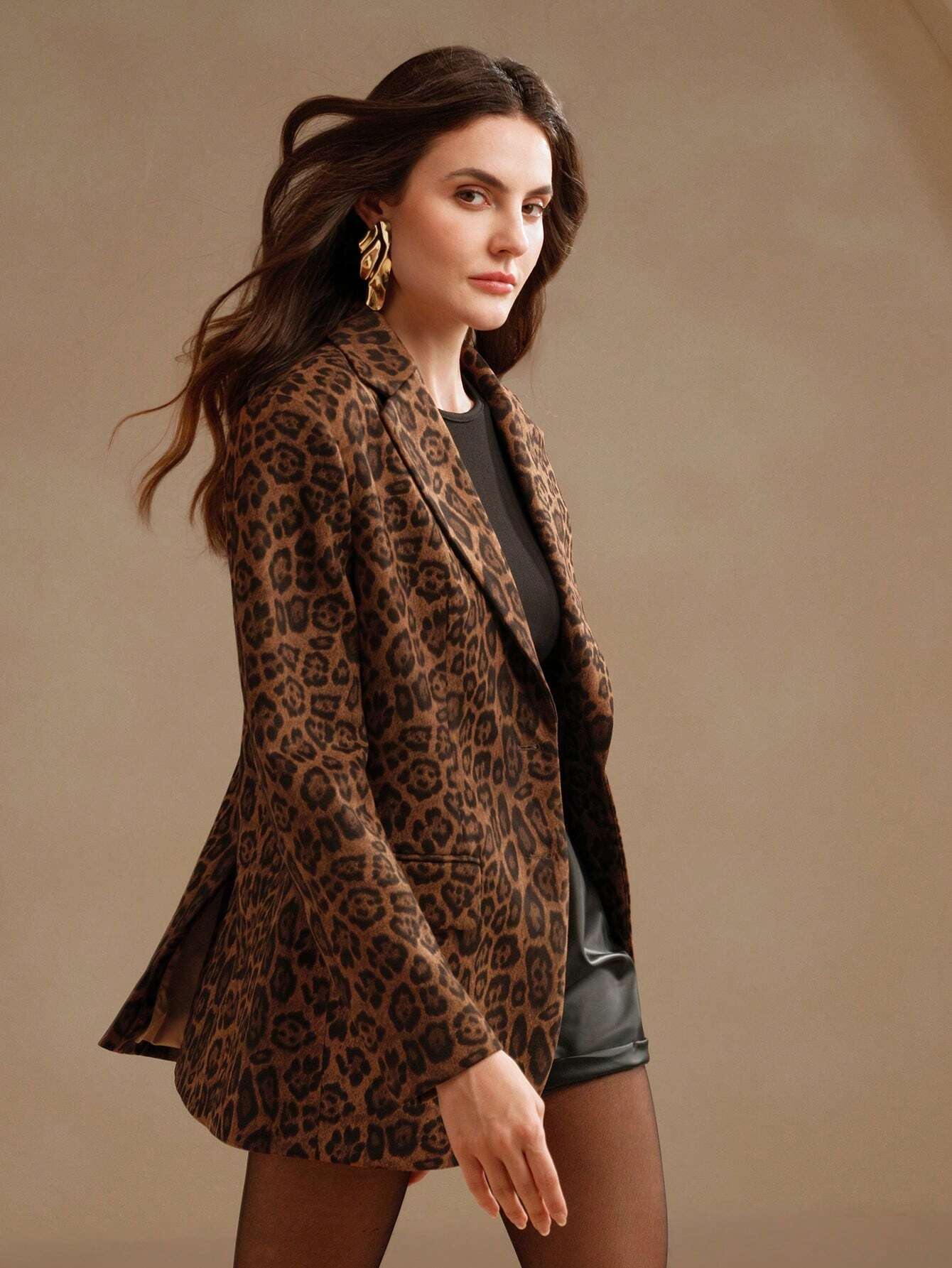 Marie-Claire | Blazer à Bouton Unique Imprimé Léopard