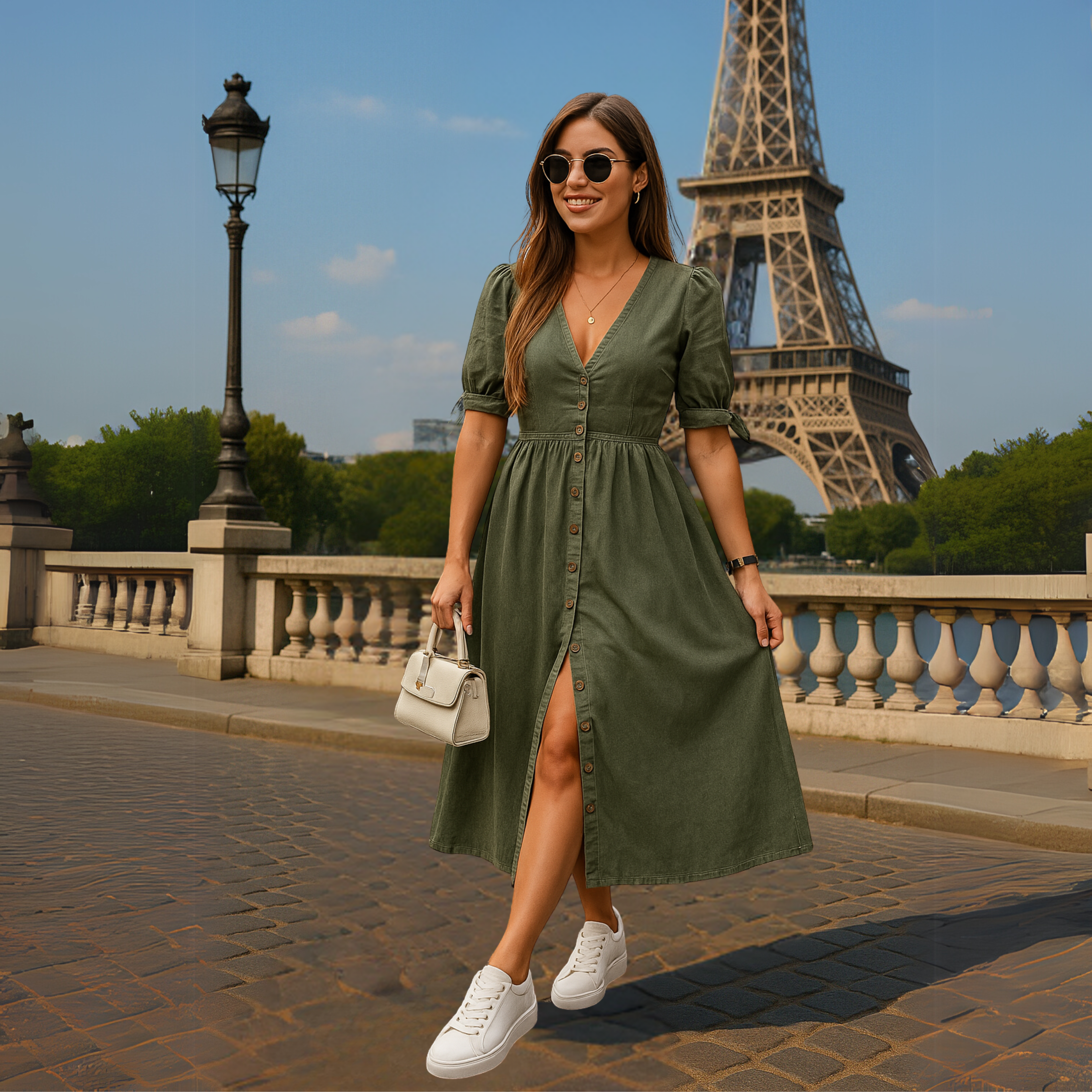 Amélie | Robe en jean brillant