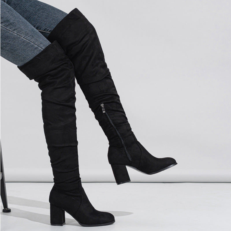 Sandrine | Bottes à Talon Bloc au-dessus du Genou