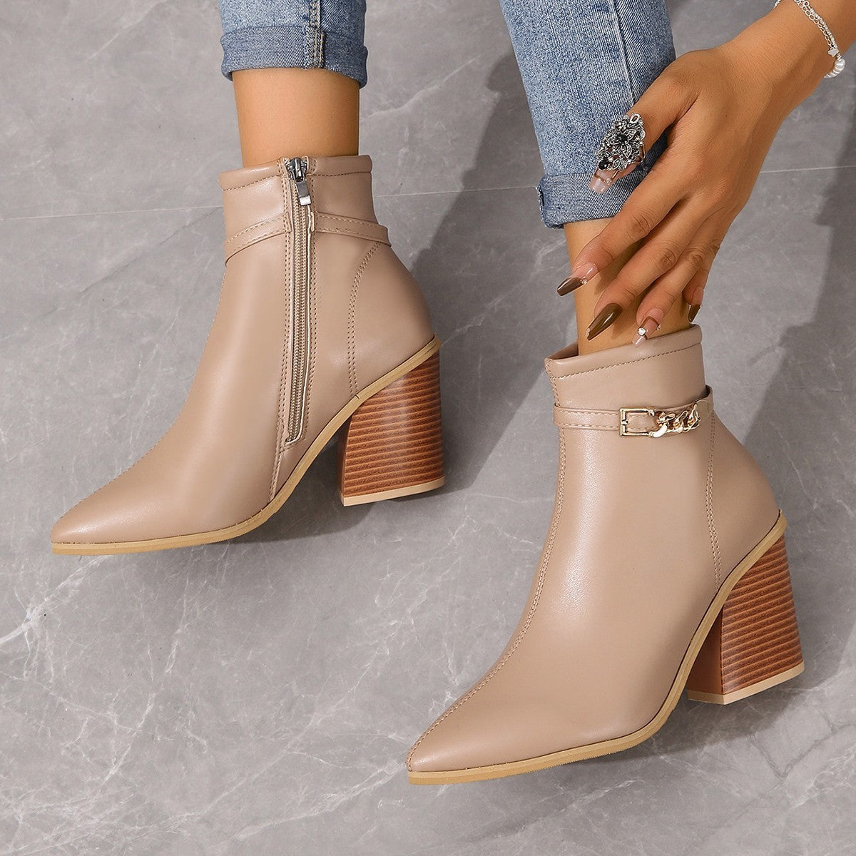 Sabine | Bottines à Talons Carrés Chic