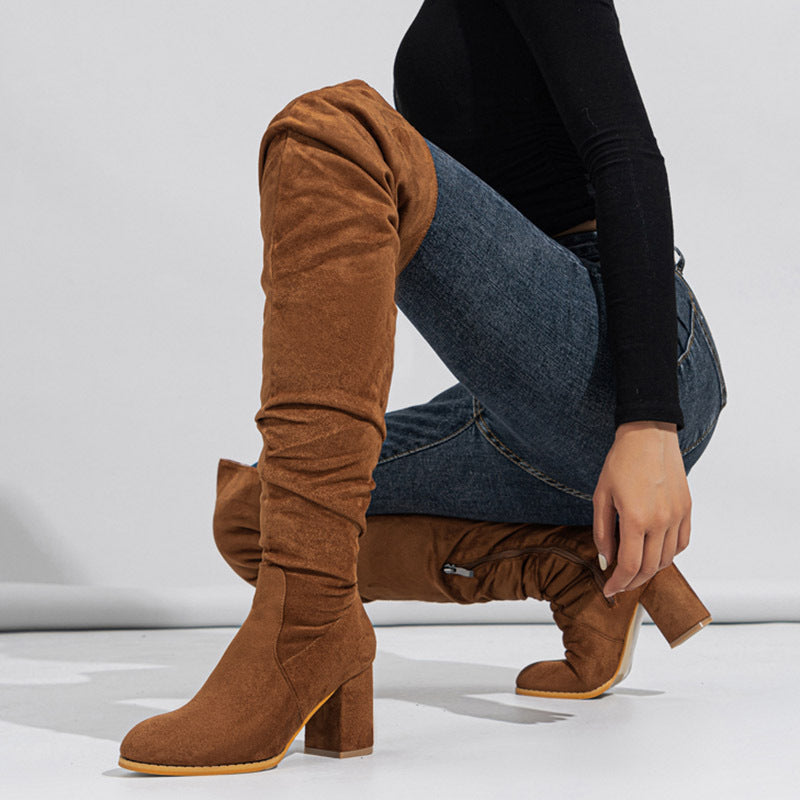 Sandrine | Bottes à Talon Bloc au-dessus du Genou