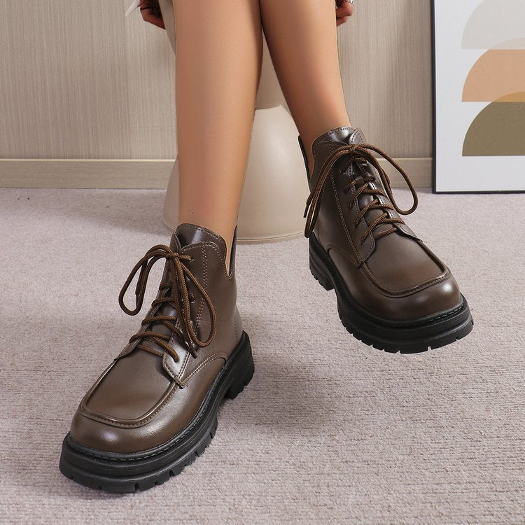 Perrine | Bottes de Combat Chunky à Lacets