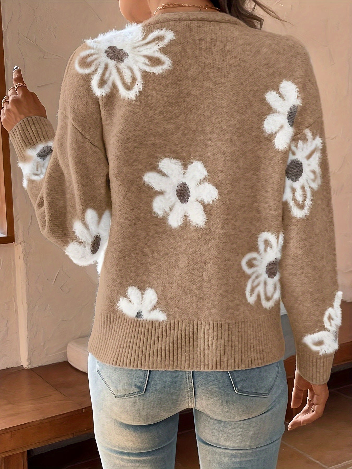 Pascale | Cardigan en Maille avec Motif Floral