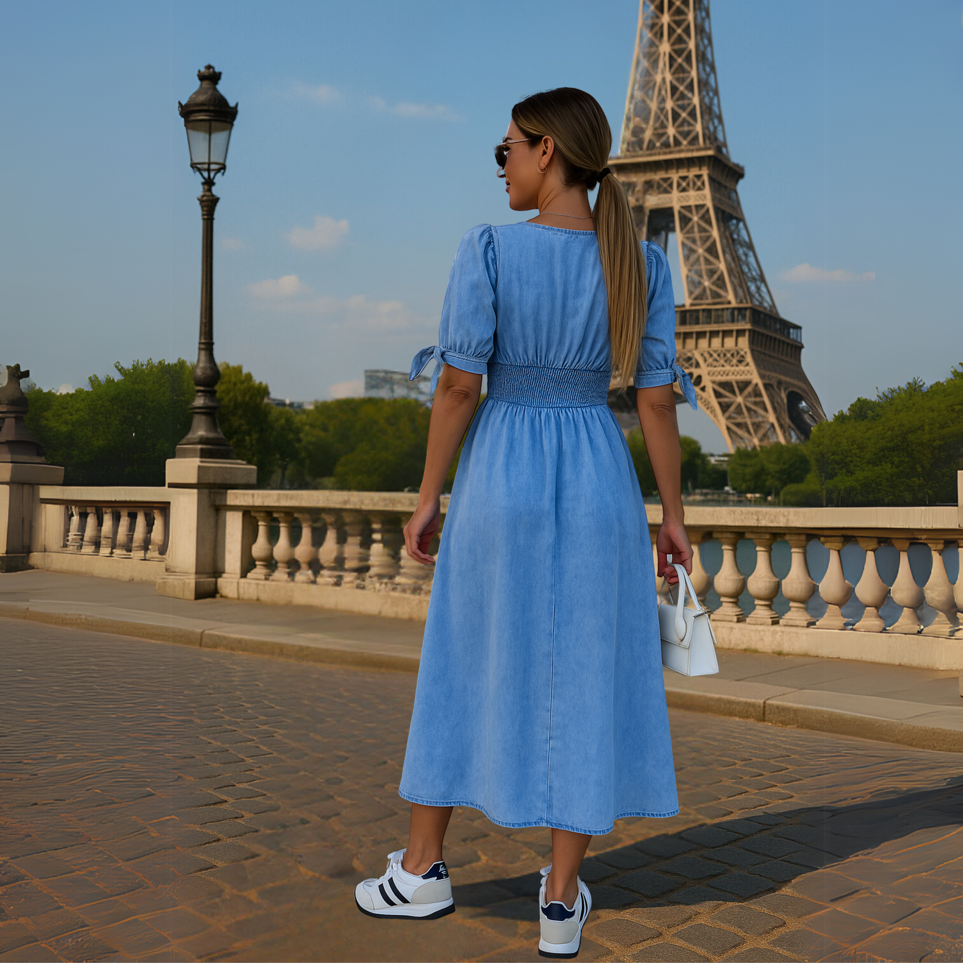 Amélie | Robe en jean brillant