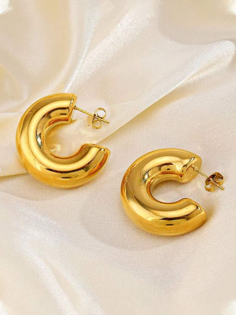 Rose | Boucles d'oreilles créoles épaisses