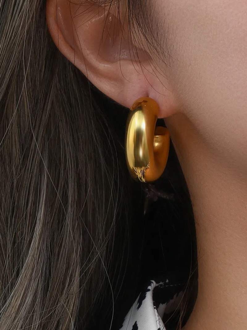 Rose | Boucles d'oreilles créoles épaisses
