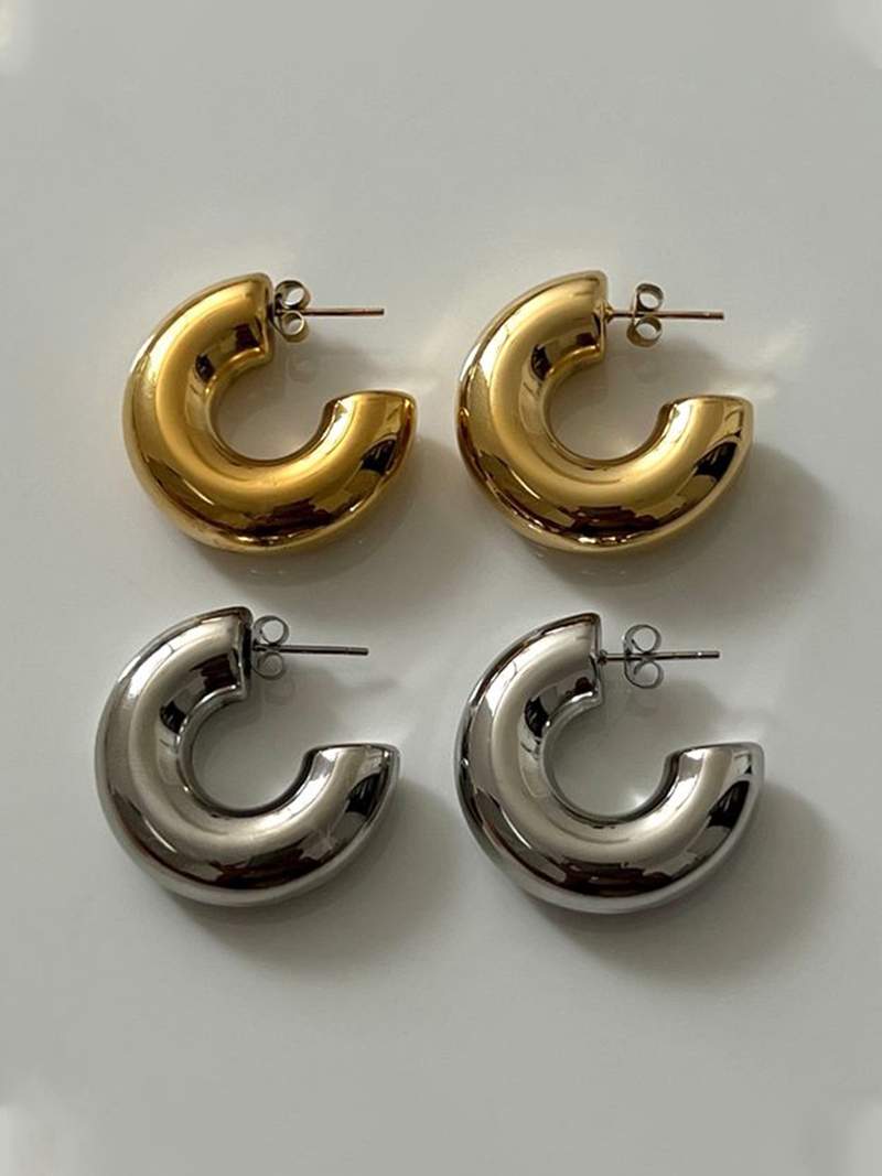 Rose | Boucles d'oreilles créoles épaisses