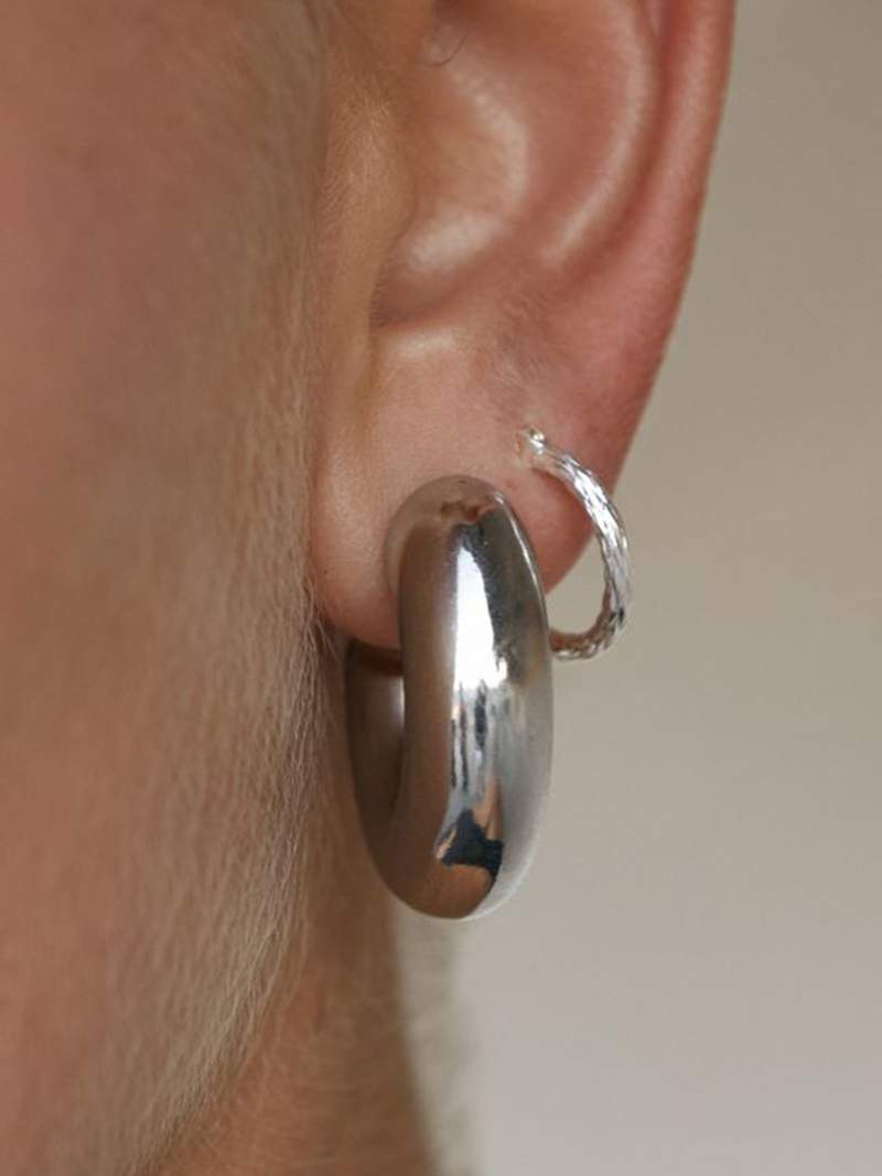 Rose | Boucles d'oreilles créoles épaisses