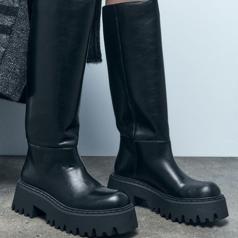 Sylvie | Bottes Chunky Noires Hautes Indémodables