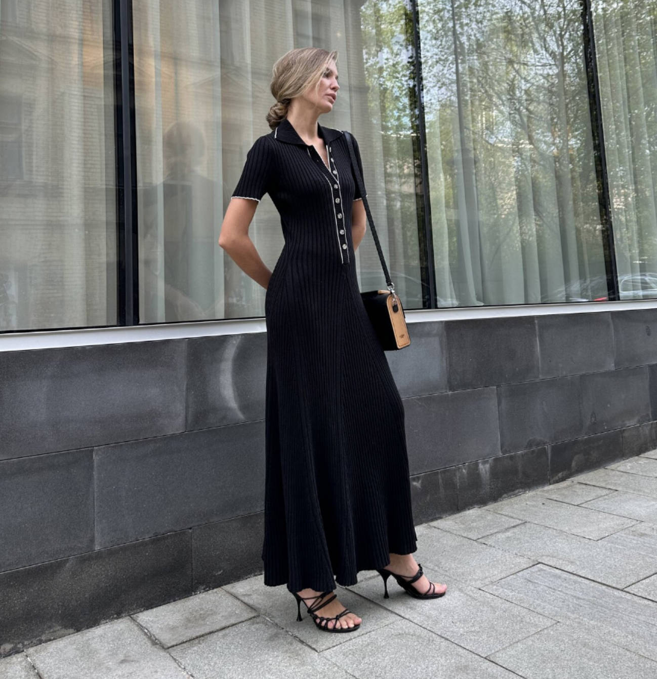 Élise | Robe Maxi Polo Côtelée