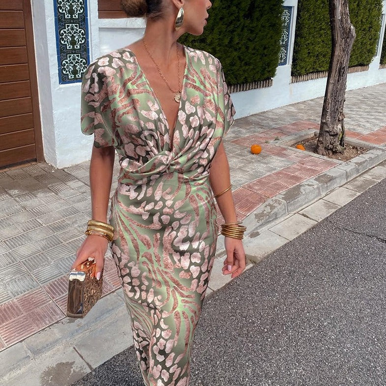 Rina™ - Robe Maxi à Col V pour Femmes
