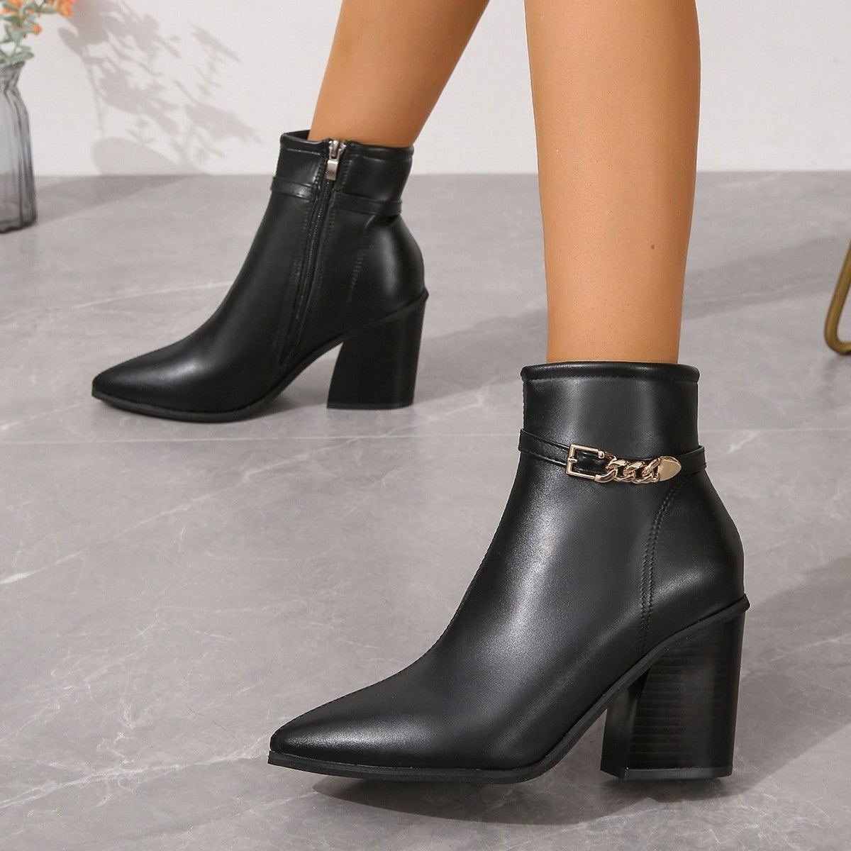 Sabine | Bottines à Talons Carrés Chic