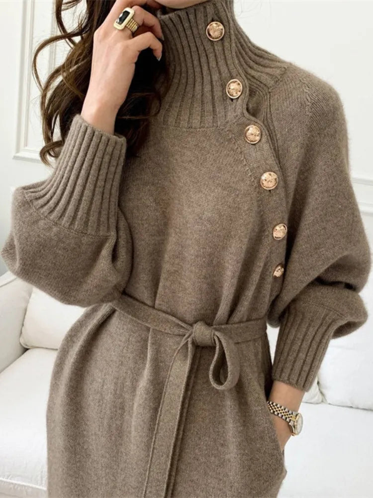 Céline | Robe élégante à col roulé