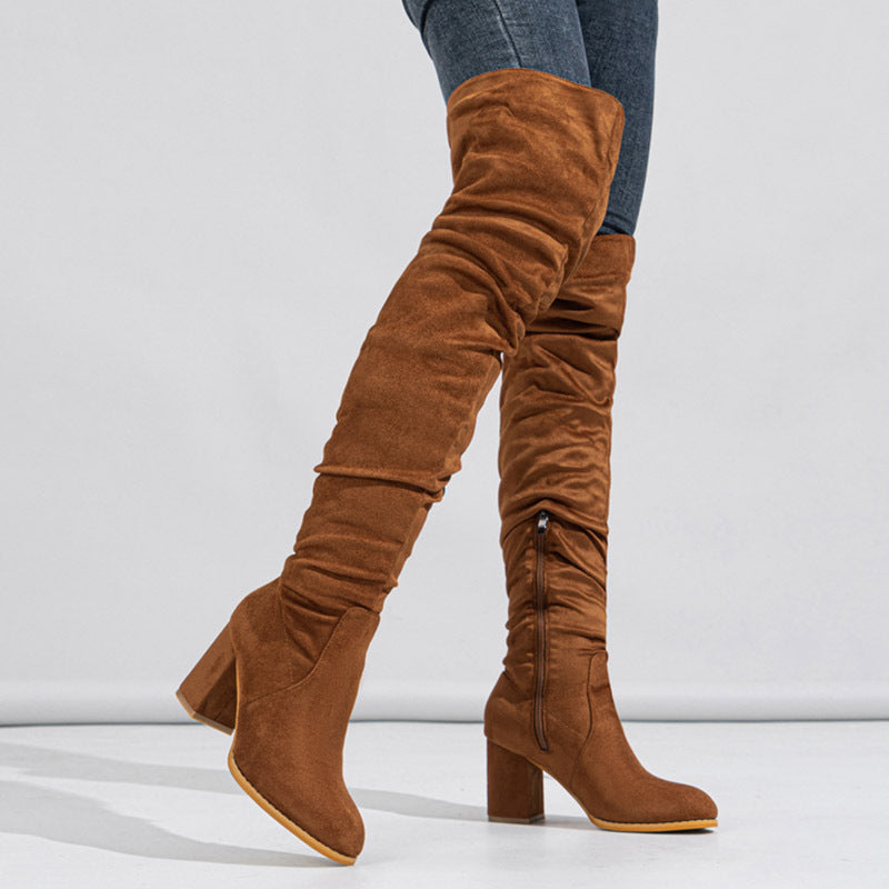 Sandrine | Bottes à Talon Bloc au-dessus du Genou