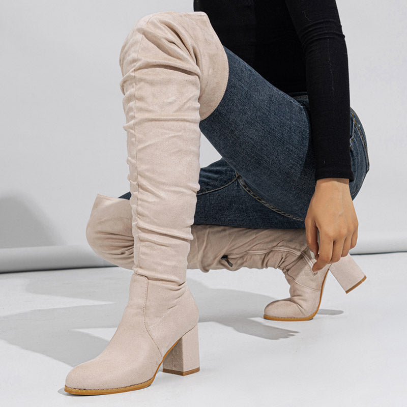Sandrine | Bottes à Talon Bloc au-dessus du Genou