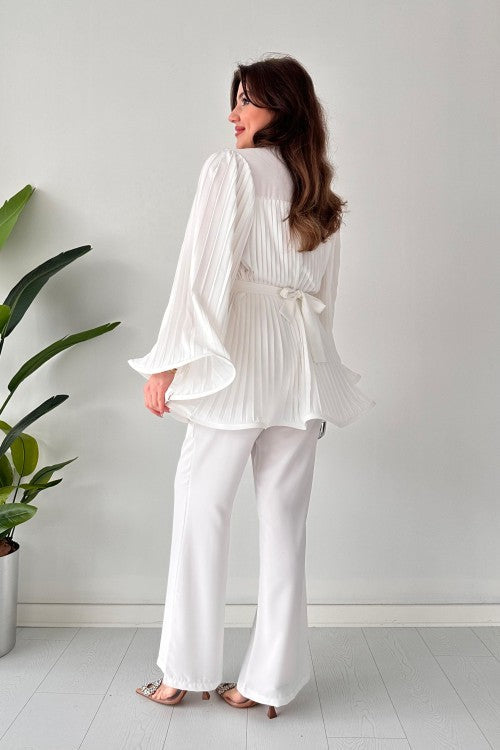 Lucie | Ensemble de Tops et Pantalons Évasés Plissés
