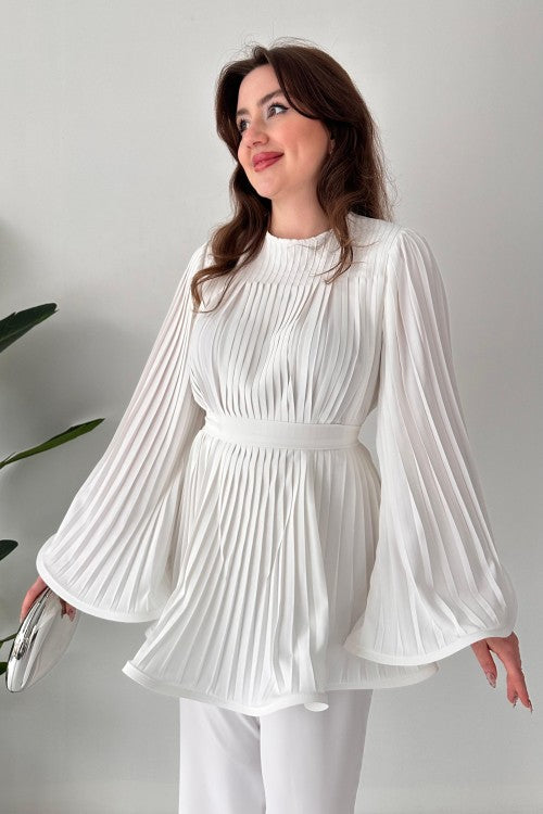 Lucie | Ensemble de Tops et Pantalons Évasés Plissés