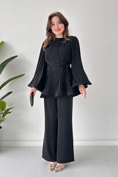 Lucie | Ensemble de Tops et Pantalons Évasés Plissés