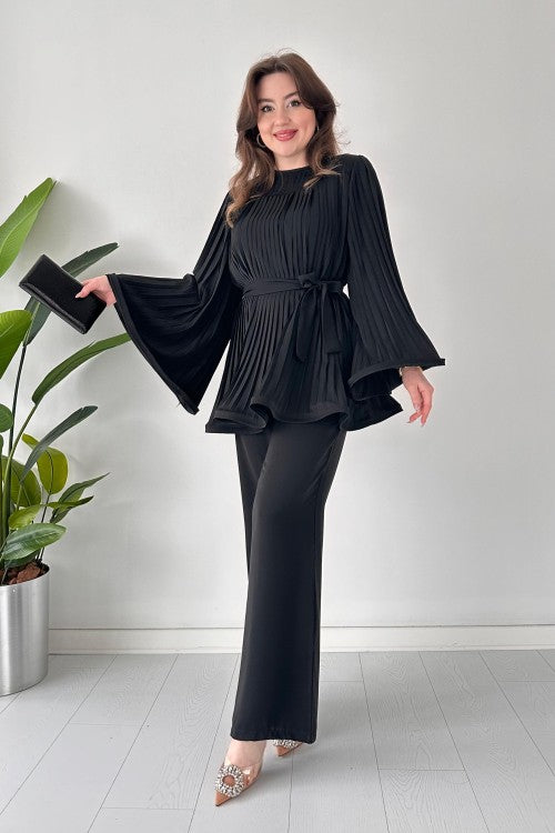 Lucie | Ensemble de Tops et Pantalons Évasés Plissés