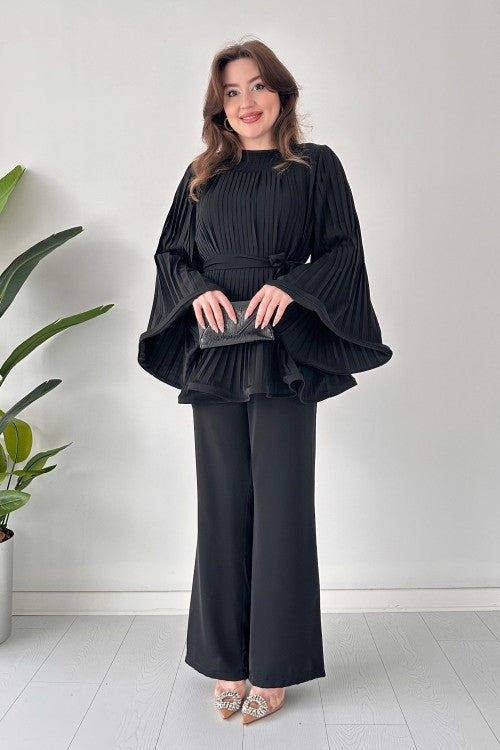 Lucie | Ensemble de Tops et Pantalons Évasés Plissés
