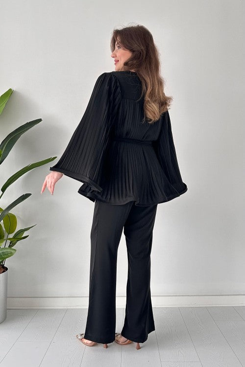 Lucie | Ensemble de Tops et Pantalons Évasés Plissés