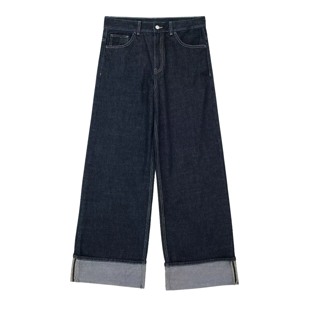 Hermine | Jeans en denim taille haute à jambe large