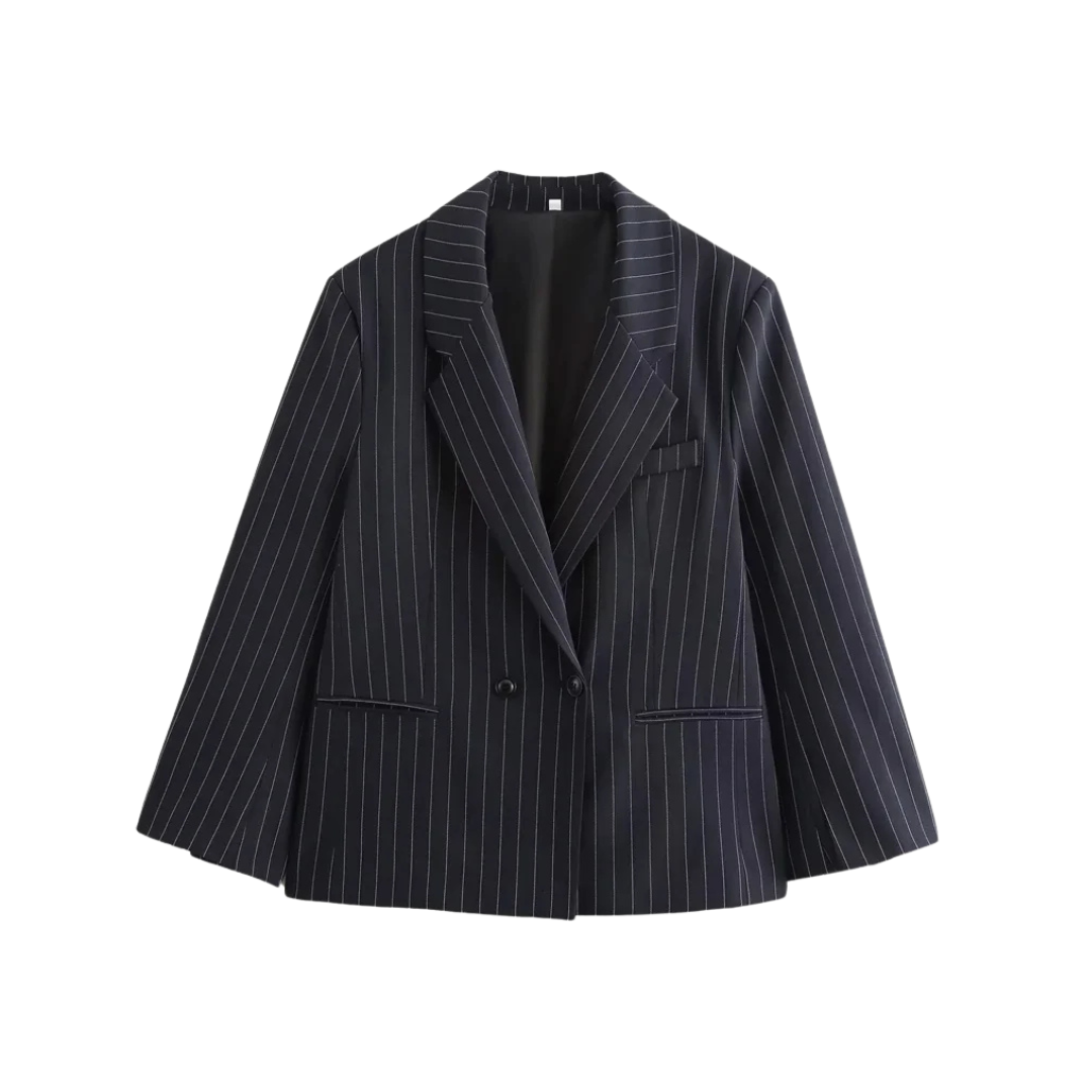 Nathalie | Blazer Croisé à Rayures Classiques