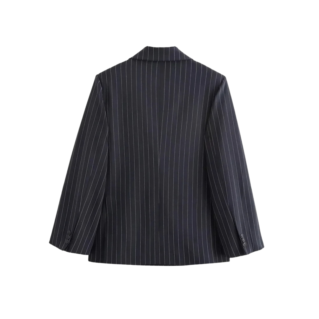 Nathalie | Blazer Croisé à Rayures Classiques
