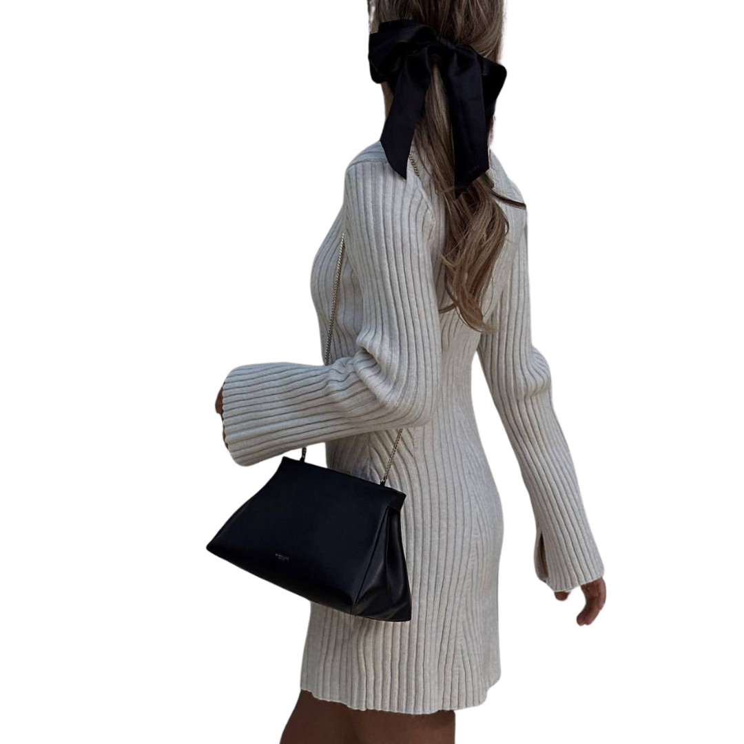 Éléonore | Robe Tricotée Côtelée Chic