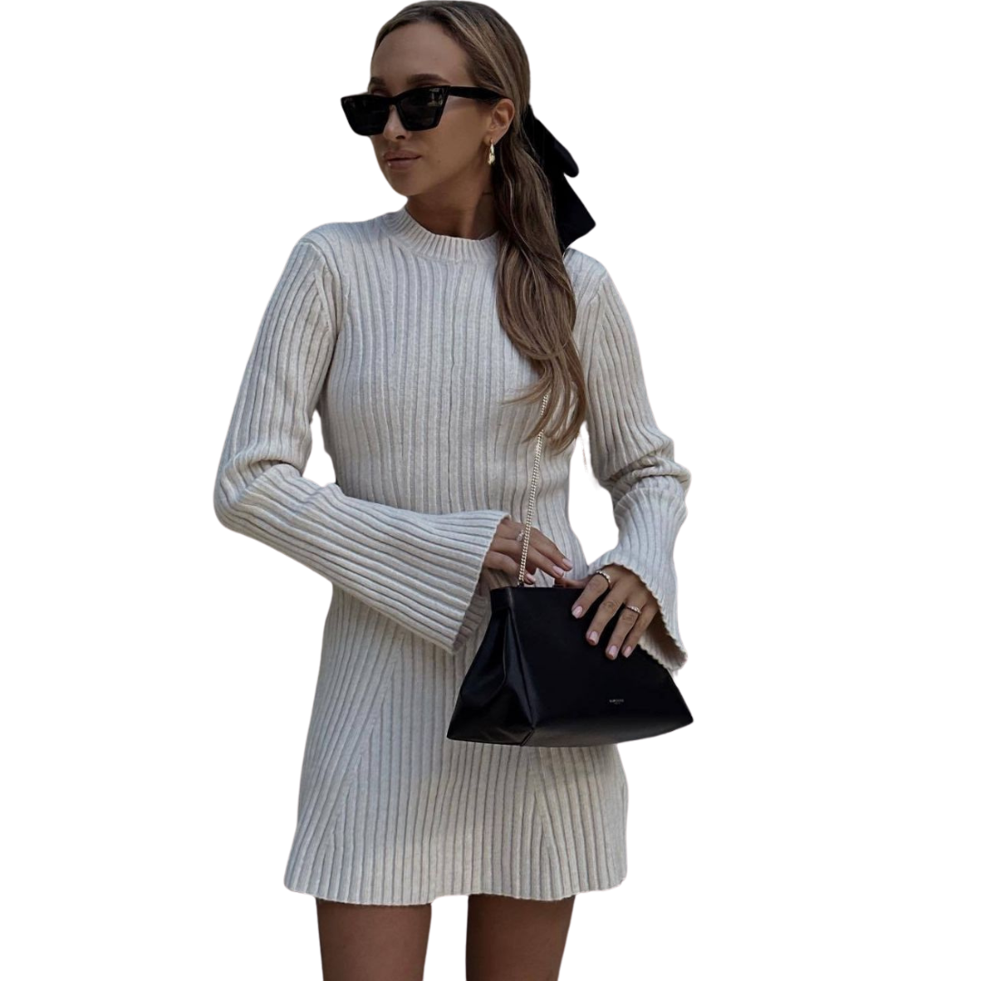 Éléonore | Robe Tricotée Côtelée Chic