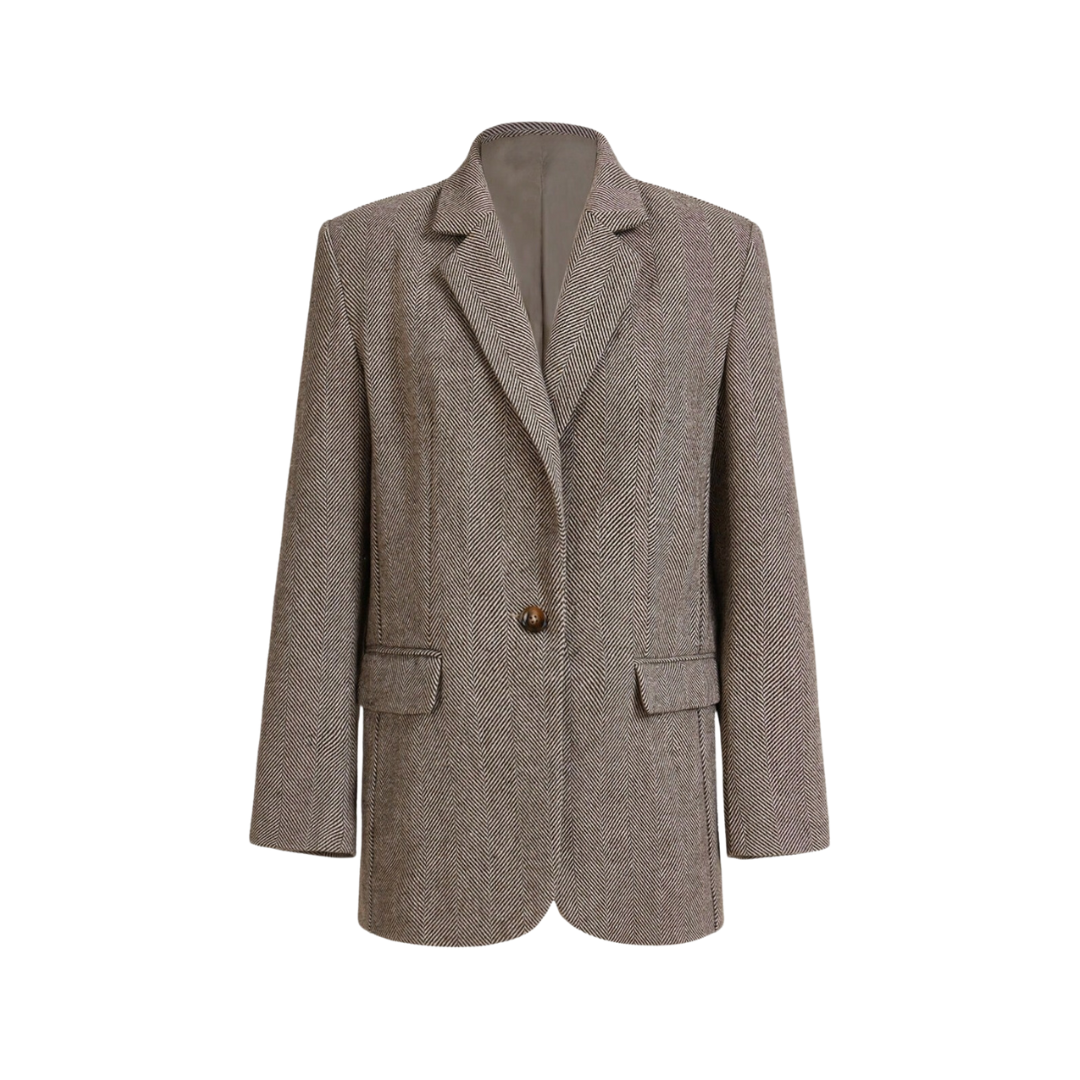 Nicole | Blazer Café Brun à Bouton Unique