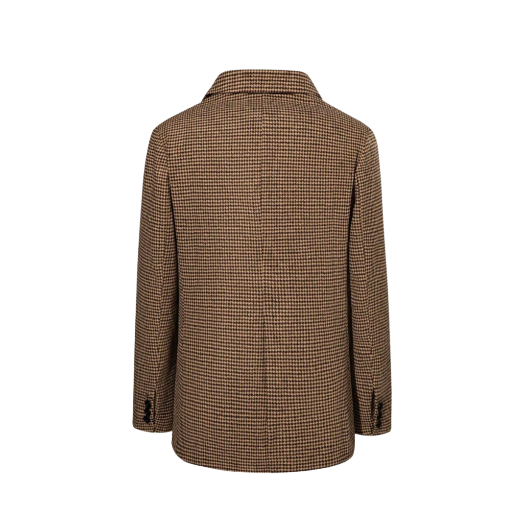 Mathilde | Blazer à Carreaux Marron à Simple Boutonnage
