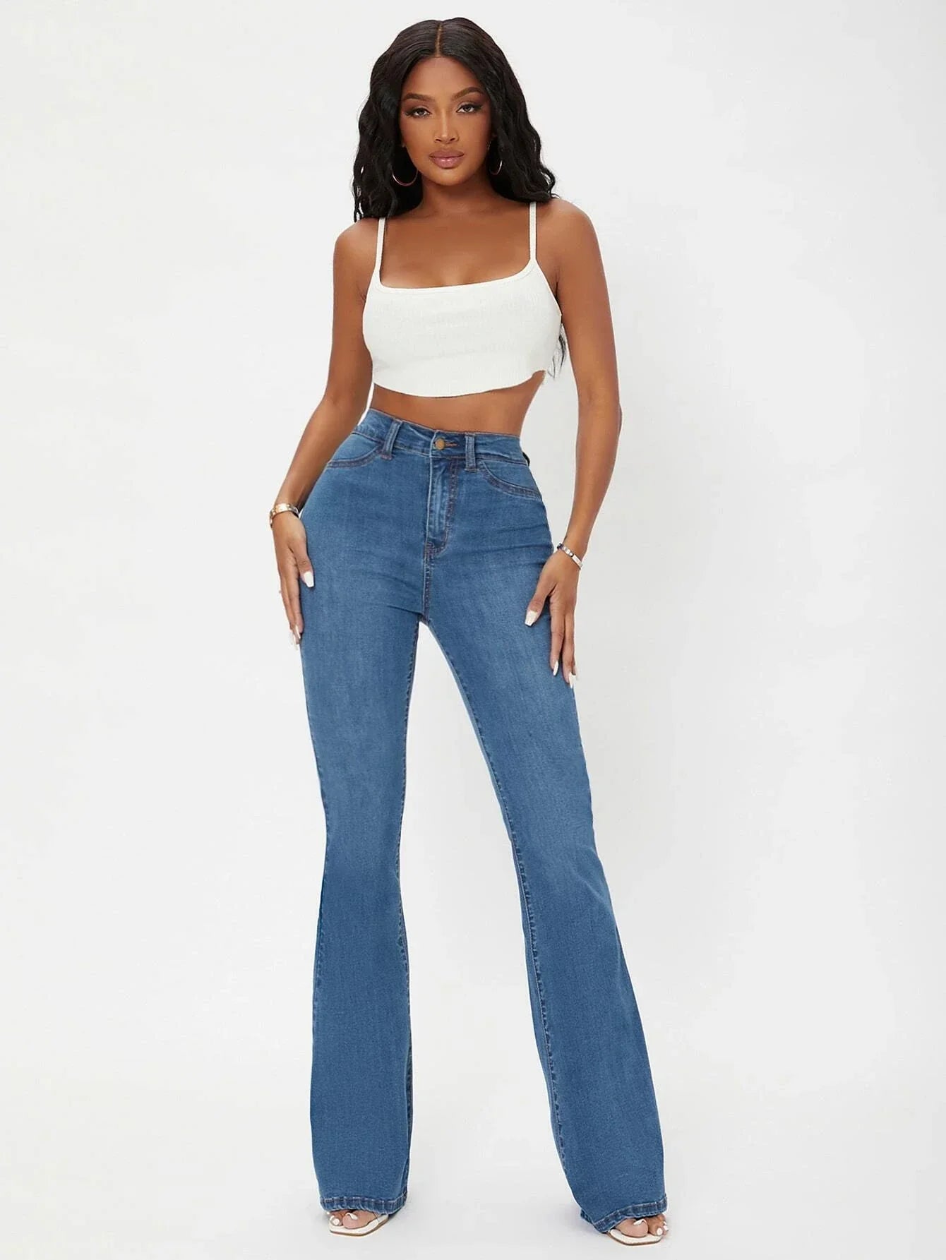 Jacinthe | Jeans Évasés Taille Haute Curvy