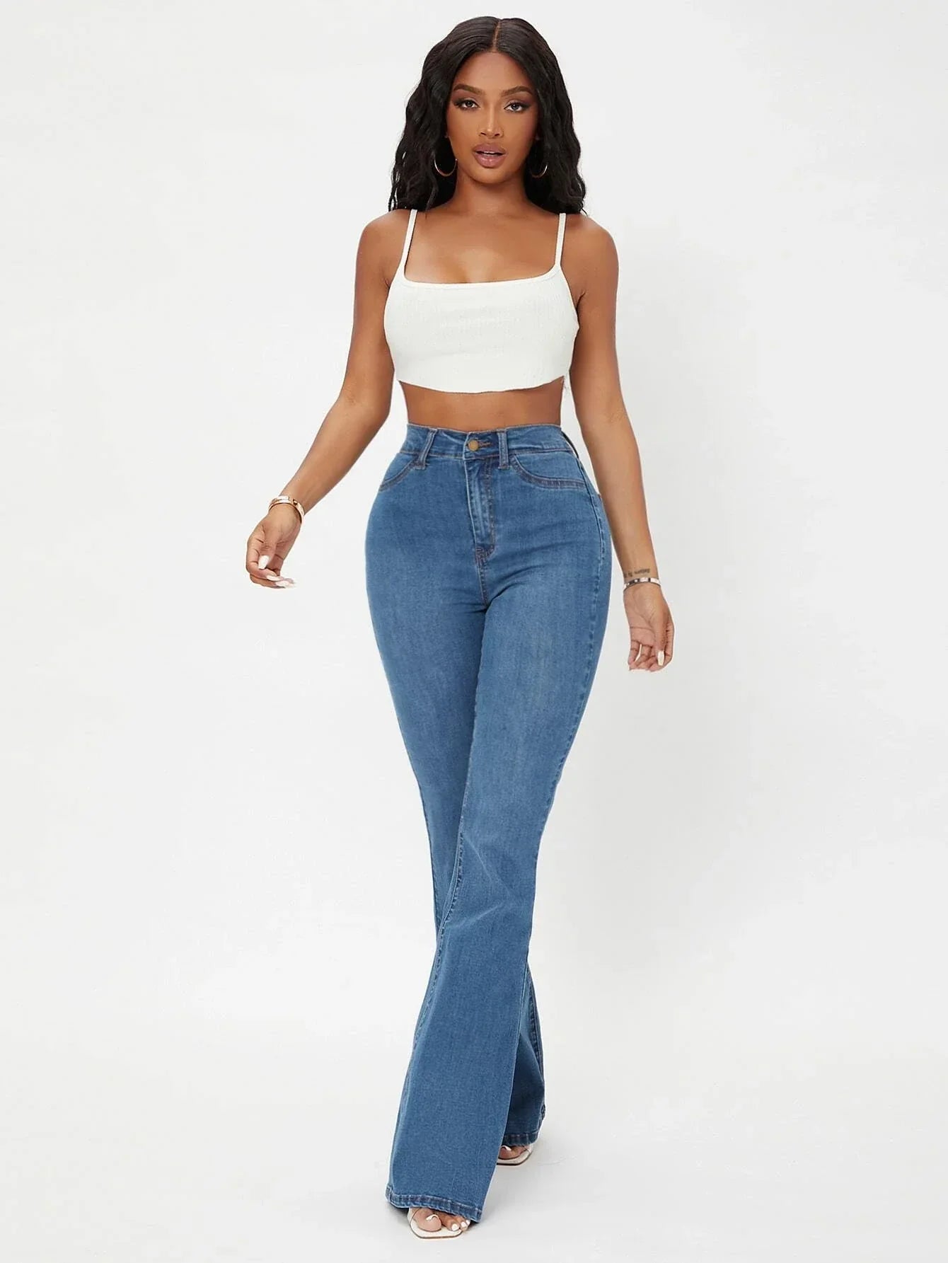 Jacinthe | Jeans Évasés Taille Haute Curvy