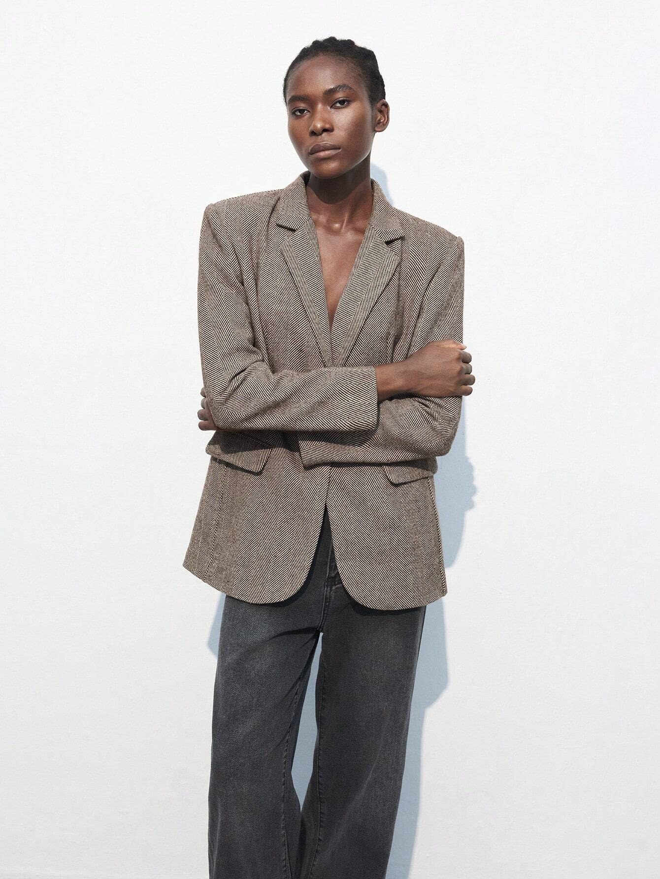 Nicole | Blazer Café Brun à Bouton Unique