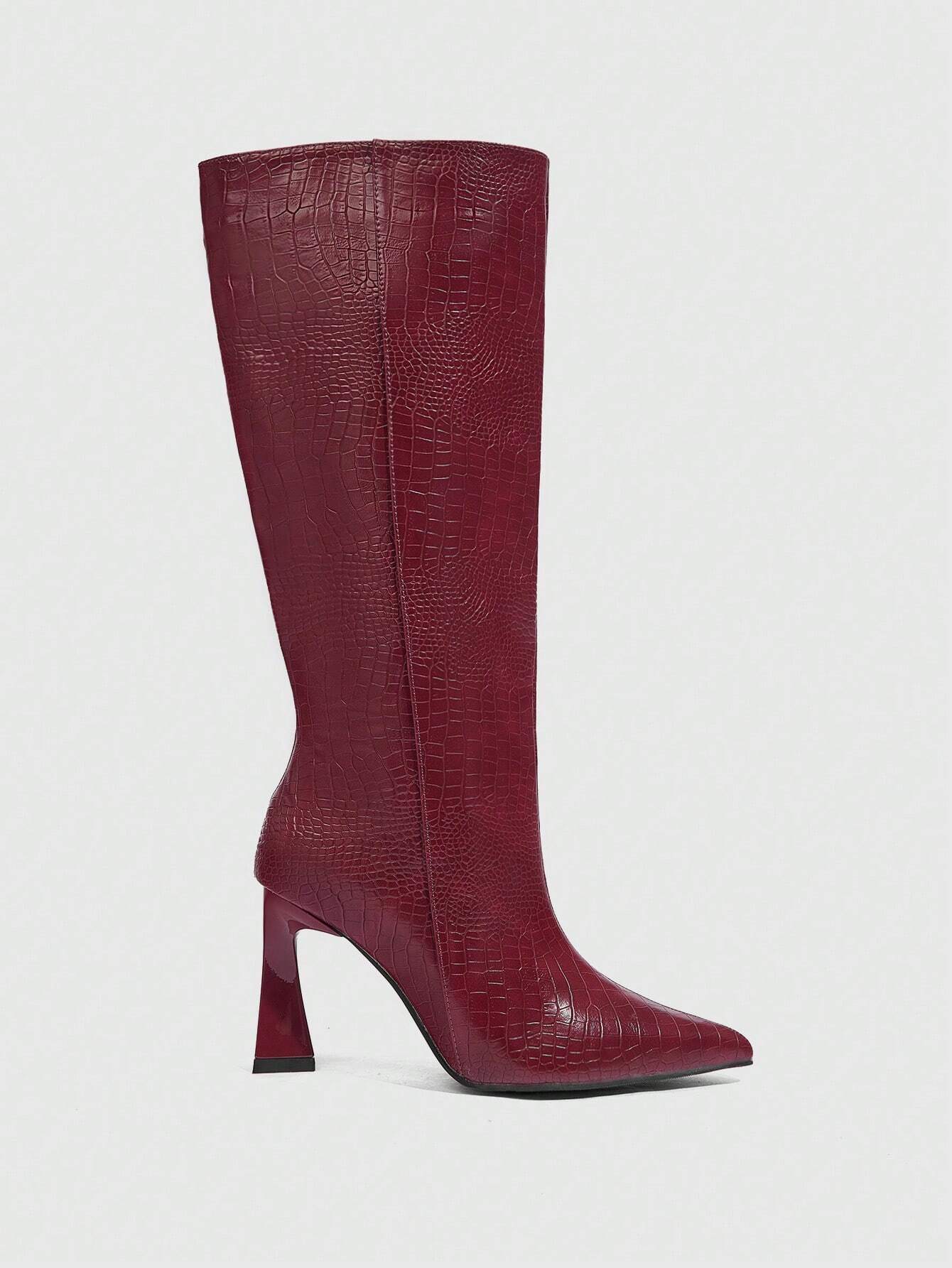 Victoria | Bottes Montantes en Cuir Croco