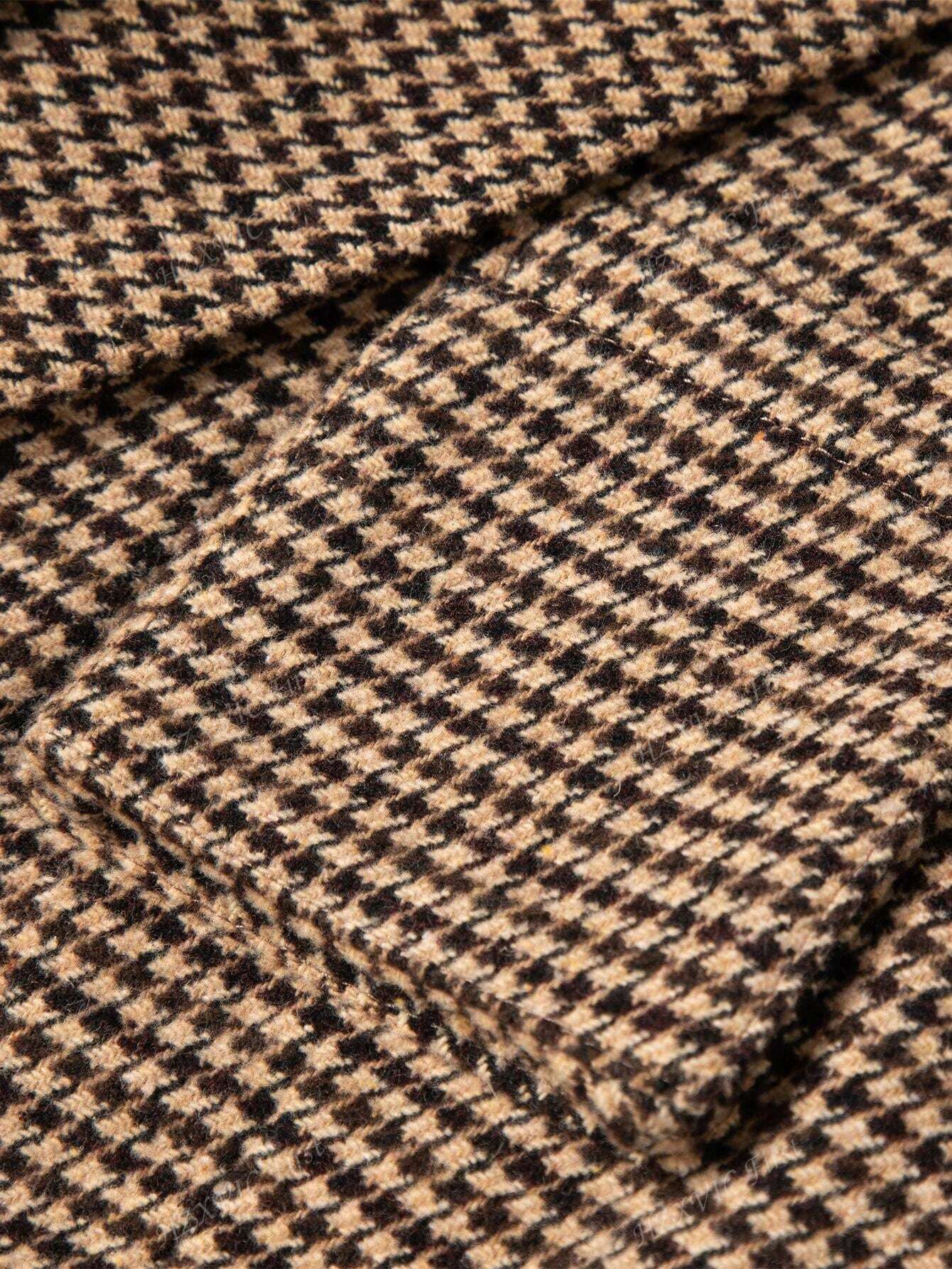 Mathilde | Blazer à Carreaux Marron à Simple Boutonnage