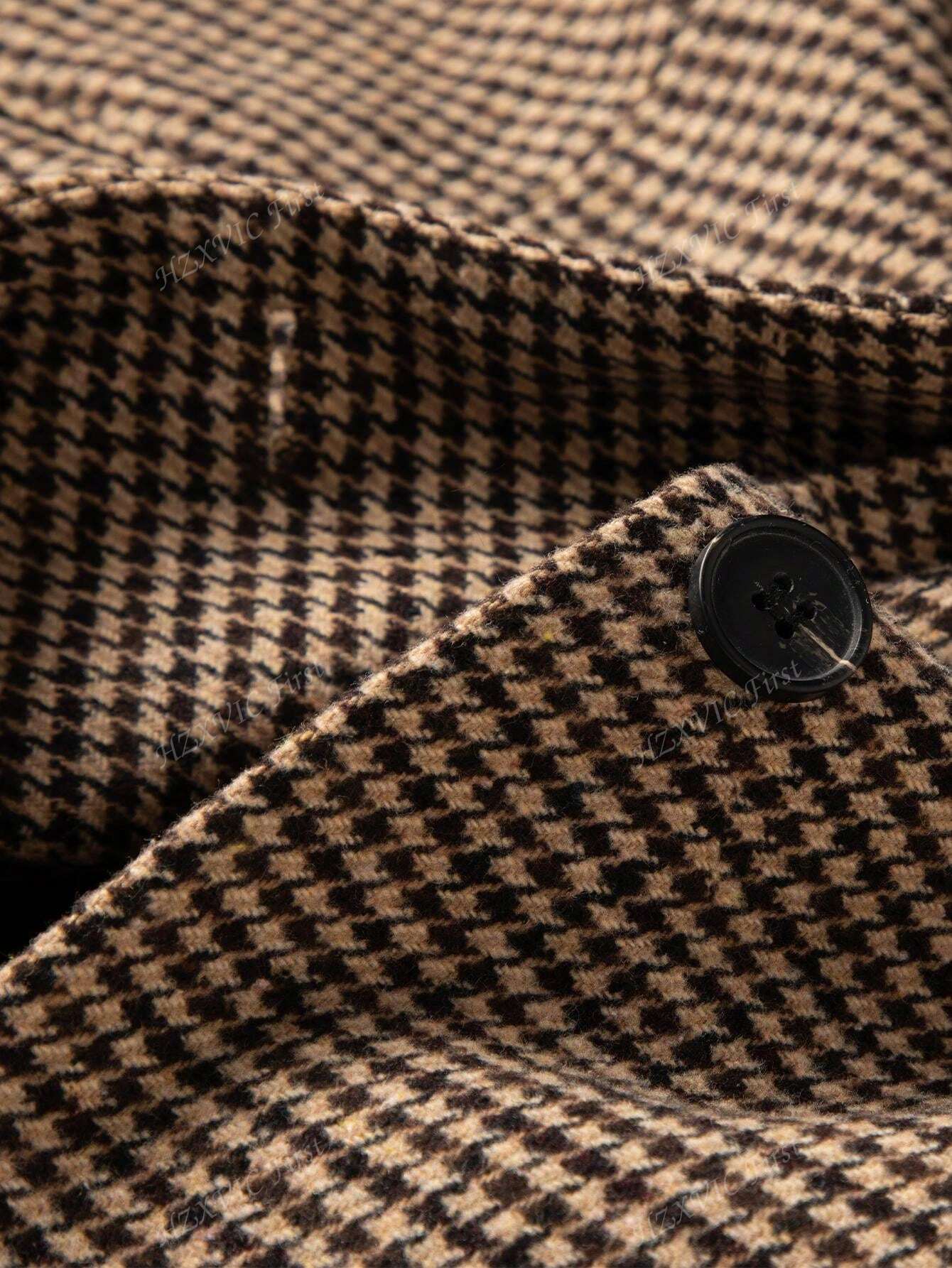 Mathilde | Blazer à Carreaux Marron à Simple Boutonnage