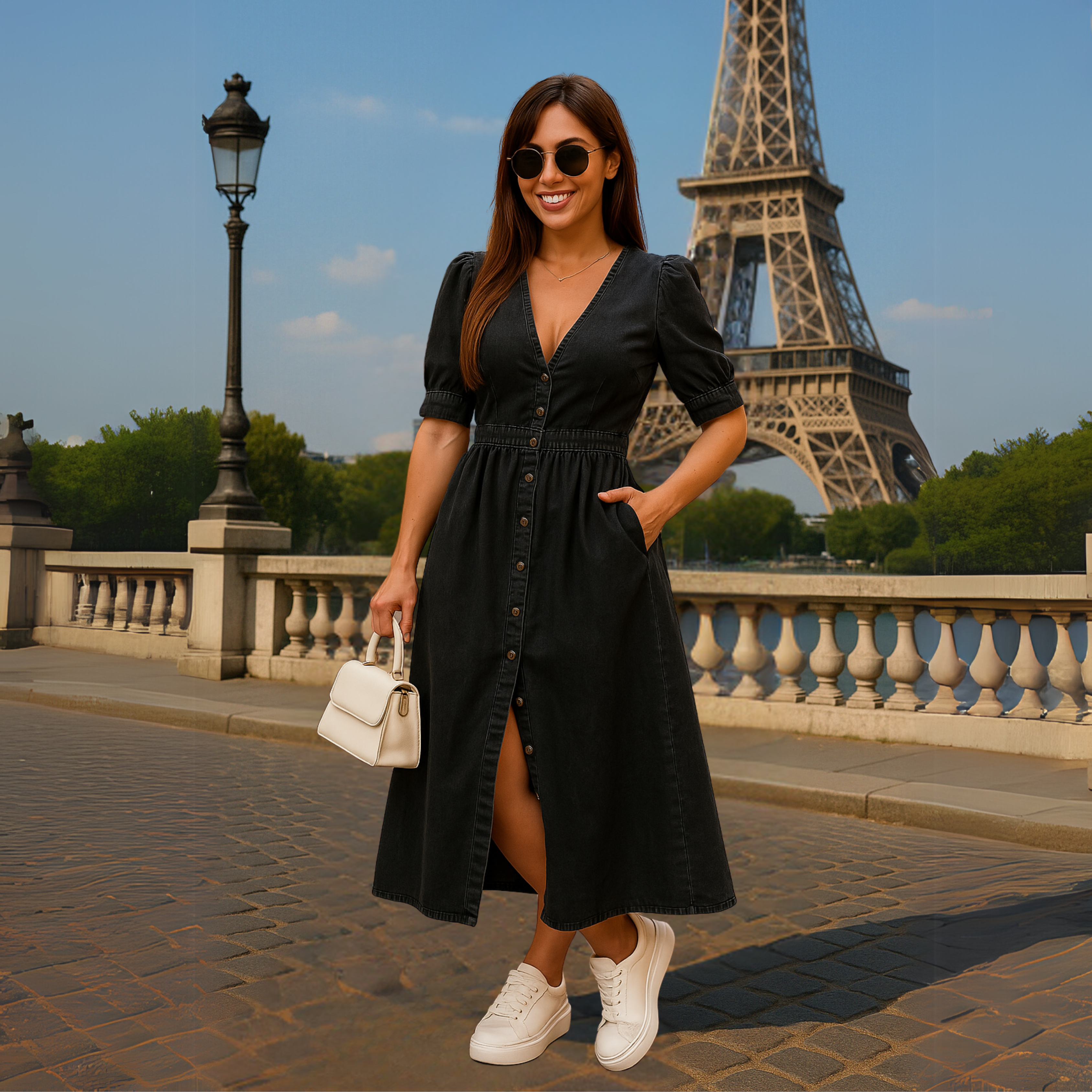 Amélie | Robe en jean brillant