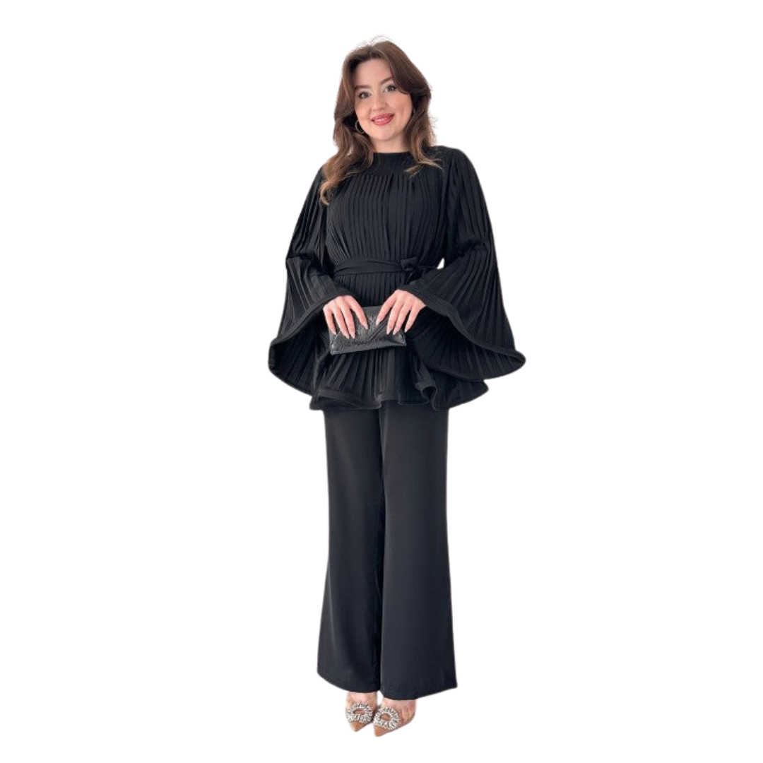 Lucie | Ensemble de Tops et Pantalons Évasés Plissés