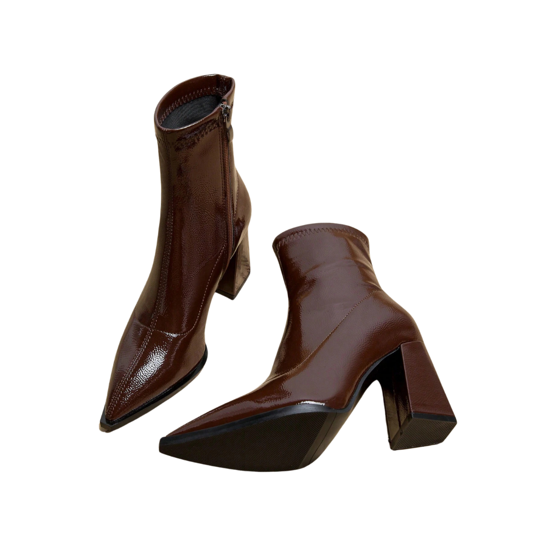 Stéphanie | Bottines en Cuir Verni Sleek