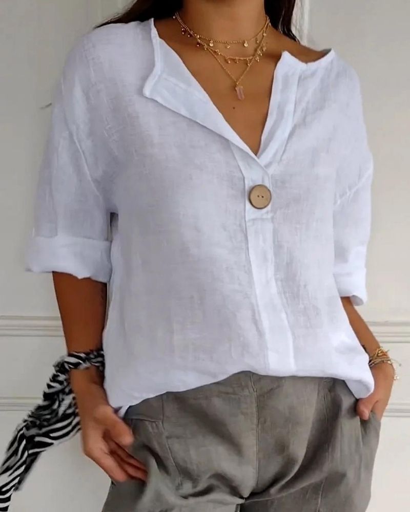 Camille™️ | Blouse en Lin Élégante