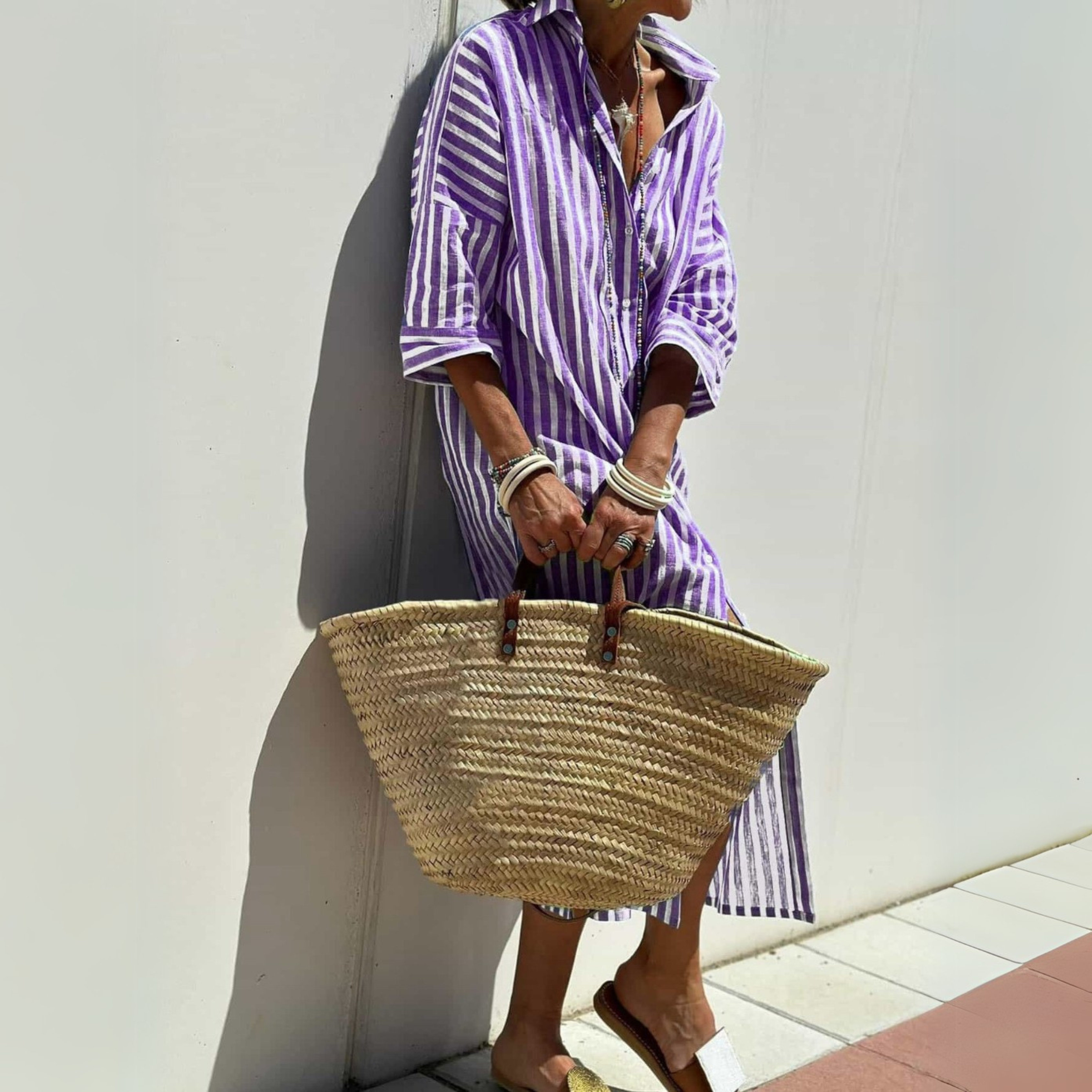 Léa™️ | Robe-Chemise Élégante à Rayures