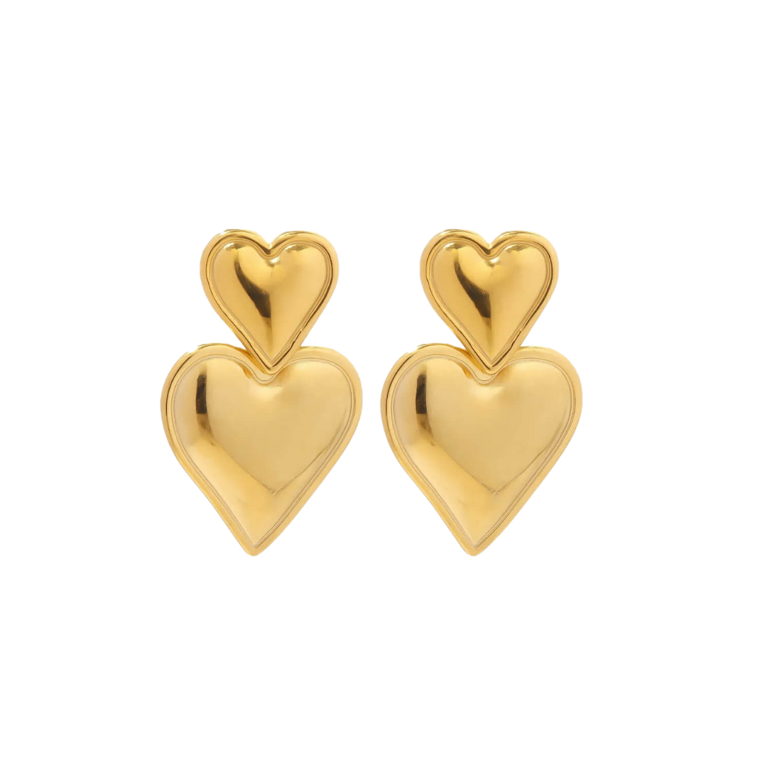 Adeline | Boucles d'oreilles en forme de cœur plaquées