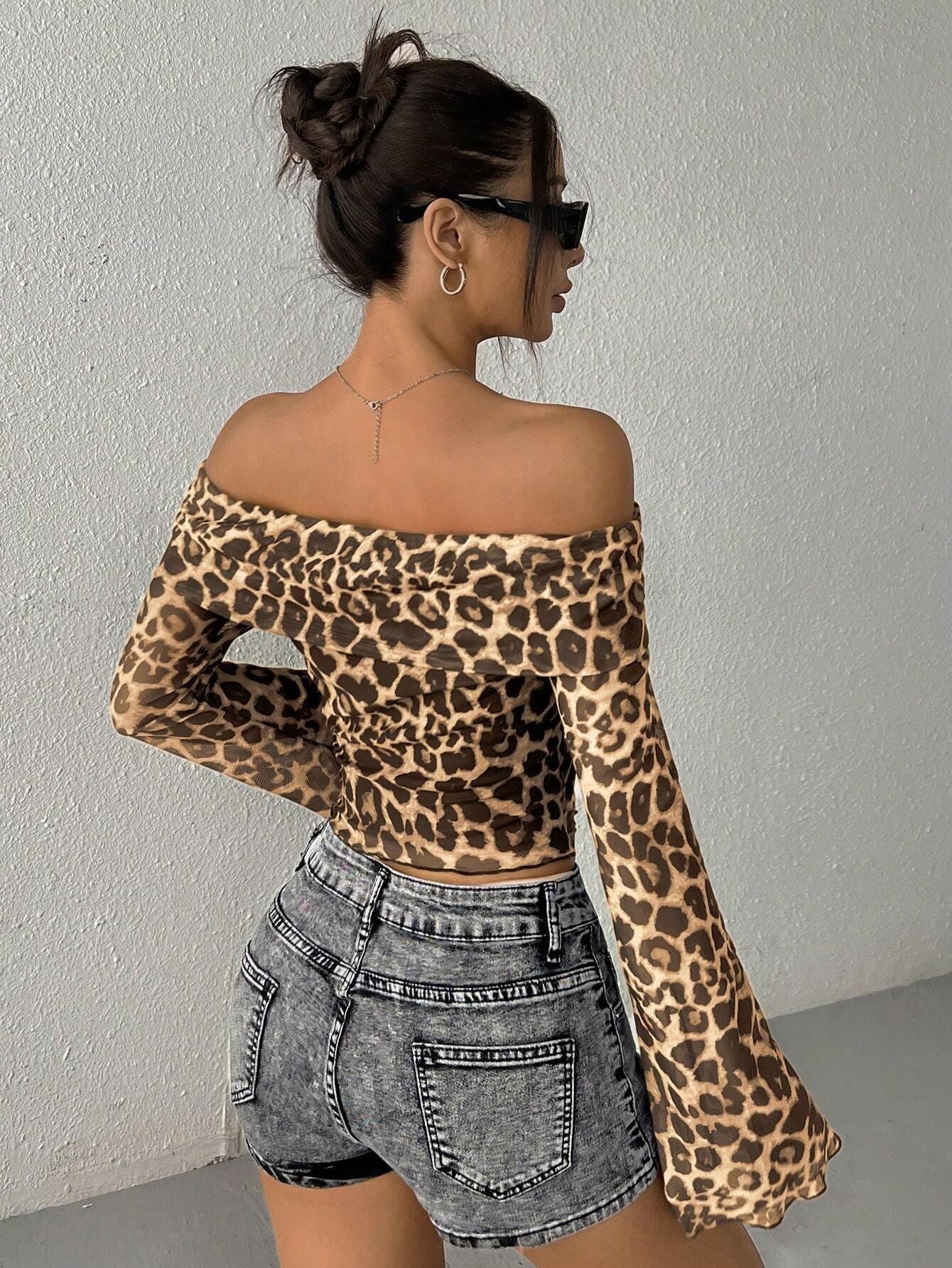 Clémence | Haut Off-Shoulder Léopard Luxe
